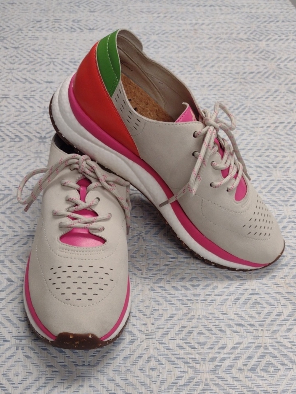 NEW OTBT Beige Sneakers with Pink, Red and Green Accents